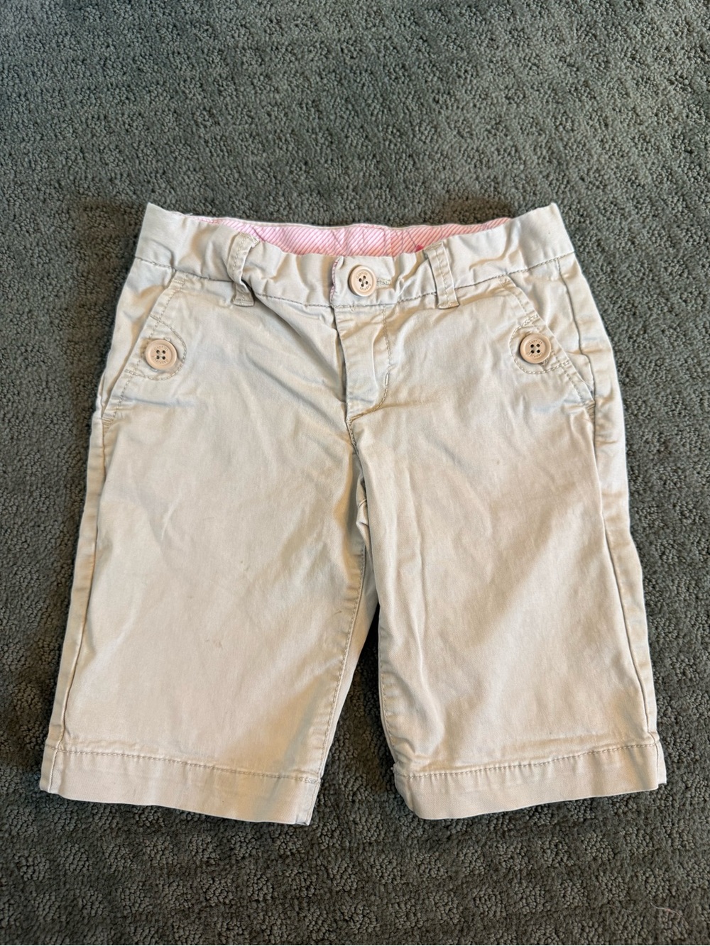 GAP Cream Bermuda Shorts with Pink Waistband Detail